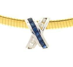 Sapphire and Diamond 14K White Gold Omega Slide Pendantsapphire 