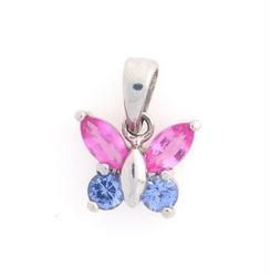 Sapphire Tanzanite 14K White Gold Butterfly Pendantsapphire 