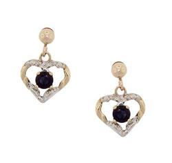 Sapphire Gold Heart Stud Earringssapphire 