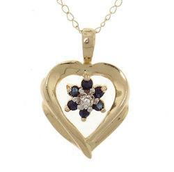 Sapphire Gold Heart Pendant Necklacesapphire 