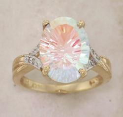 Radiant Sea Mist Topaz and Diamond 14K Gold Ringradiant 