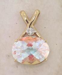 Fancy Sea Mist Topaz Diamond 14K Gold Pendantfancy 