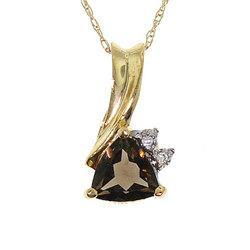 Trillion Cut Smokey Topaz Cubic Zirconia Gold Pendant Necklacetrillion 