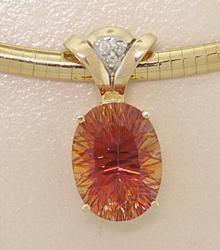 Oval Cut Radiant Twilight Topaz and Diamond Slide Pendantoval 