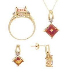 Trillion Twilight Topaz and Diamond Gold Ring Earrings Pendant Settrillion 