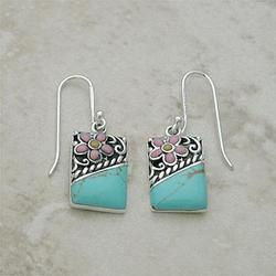 Turquoise and Sterling Silver Dangle French Earringsturquoise 
