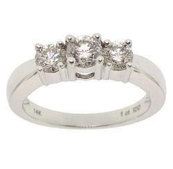 1 Carat 3 Stone Diamond 14K White Gold Past, Present, and Future Ringcarat 