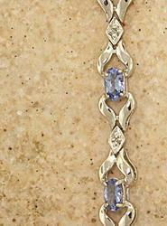 Oval Tanzanite and Diamond 14K White Gold Link Braceletoval 