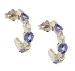 Tanzanite Diamond 14K White Gold Huggie Hoop Earringstanzanite 