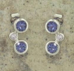 Tanzanite and Diamond 14K White Gold Dangle Earringstanzanite 