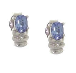 Oval Tanzanite and Diamond White Gold Earringsoval 