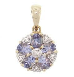 Tanzanite Diamond 14K Gold Flower Pendanttanzanite 