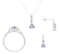 Tanzanite Diamond White Gold Pendant Earrings Ring Settanzanite 