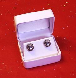 White Leather High Fashion Earring Gift Box