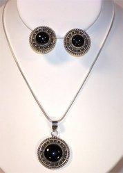 Handcrafted Black Onyx Necklace and Earring Set
