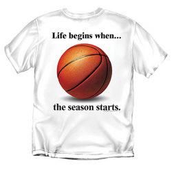 Life Begins When Basketball Youth Size T-Shirt (White)life 