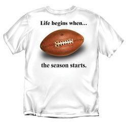 Life Begins When Football Youth Size T-Shirt (White)