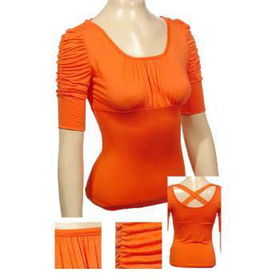 Ladies Fashion 3/4 Ruched Sleeves Top Case Pack 6ladies 