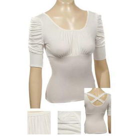 Ladies Fashion 3/4 Ruched Sleeves Top Case Pack 6ladies 