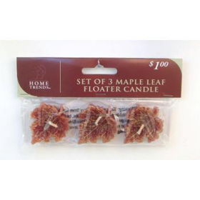 Set of 3 Maple Leaf Floater Candles Case Pack 144maple 