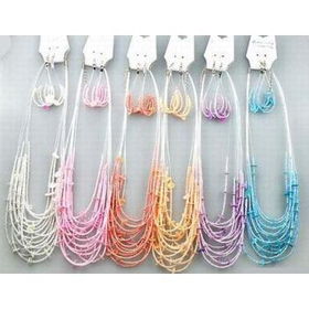 14 Line Arylic Seed Bead Necklace Set Case Pack 24