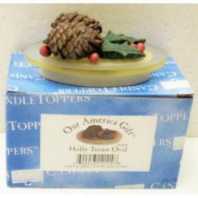 3" Holly Teenie Oval Candle Toppers Case Pack 120