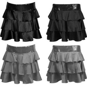 Juniors/Misses Sequined Ruffled Skirt - Black Case Pack 18