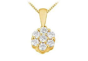Diamond Flower Pendant : 14K Yellow Gold - 0.25 CT Diamondsdiamond 