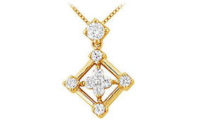 Diamond Square Pendant : 14K Yellow Gold - 0.33 CT Diamondsdiamond 