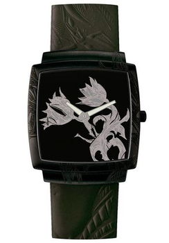 Midsize Slim Artist Flower Motif Black Leathermidsize 