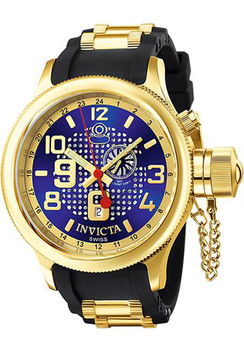 Men's Russian Diver Blue Dial Black Rubber and 18k Gold Platedmen 