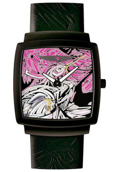 Women's Slim Artist Heron Motif Black Leatherwomen 