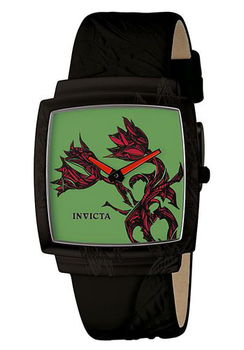 Women's Slim Artist Flower Motif Black Leatherwomen 
