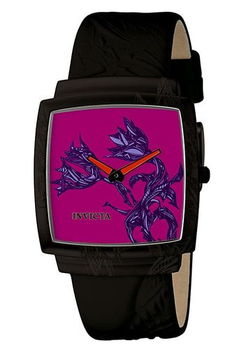 Women's Slim Artist Flower Motif Black Leatherwomen 