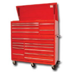 56\" 16 DRAWER CHEST/CABINET COMBO RED