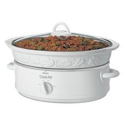 6qt Embossed Crock Pot Whiteembossed 