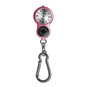E-Clip, Silver Sunray Dial,  Pink Body, Compass, Clipclip 
