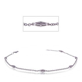 14KT SOLID WHITE GOLD ANKLET DIAMOND ACCENTED 10 INCHES