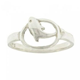 New Ladies Solid Sterling Silver Dolphin Ring Size 7ladies 