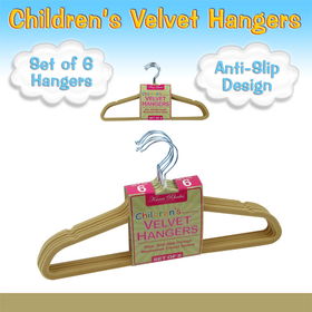 Set of 6 Children's Velvet Hangers - IVORY