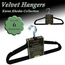 KAREN RHODES COLLECTION SET OF 6 VELVET HANGERS - BLACKkaren 