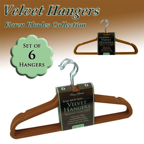 KAREN RHODES COLLECTION - SET OF 6 VELVET HANGERS - CAMELkaren 