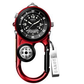Angler II, Black Dial, Red Case, Carabineer Clipangler 