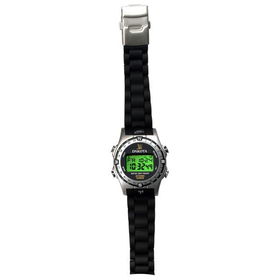 Radio Controlled Watch, Silver & Black Bezel, Plastic Strapradio 