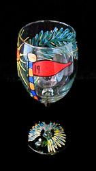Golf - 19th Hole Design - Hand Painted - Wine Glass - 8 oz.
