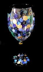 Grapes & Vines Design - Hand Painted - Wine Glass - 8 oz.
