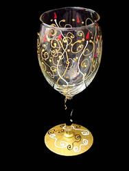 Celebration Design - Hand Painted - Wine Glass - 8 oz..