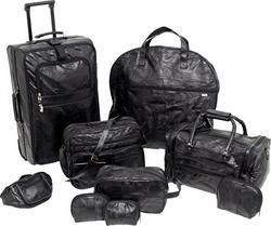 9PC BLACK LEATHER LUGGAGE SET