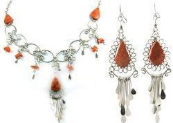 Orange Agate Necklace and Earring Setorange 