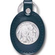 Large Deluxe Leather & Pewter Key Ring - Indian Head Nickle